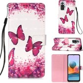 Voor Xiaomi Redmi Note 10 Pro / Note 10 Pro Max 3D Schilderen Horizontale Flip Leren Case met Houder & Kaartsleuf & Portemonnee & Lanyard (Rose Red Butterfly)