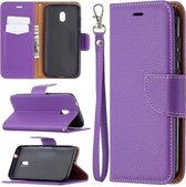 Voor Nokia C1 Plus Litchi Textuur Pure Kleur Horizontale Flip Leren Case met Houder & Kaartsleuven & Portemonnee & Lanyard (Paars)