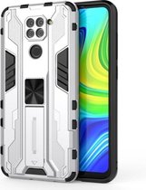 Voor Xiaomi Redmi Note 9 Supersonic PC + TPU schokbestendige beschermhoes met houder (zilver)