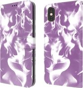 Cloud Fog Pattern horizontale flip lederen hoes met houder & kaartsleuf & portemonnee voor iPhone X / XS (paars)