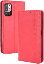 Voor Xiaomi Redmi Note 10 5G Magnetische Gesp Retro Crazy Horse Textuur Horizontale Flip Leren Case met Houder & Kaartsleuven & Fotolijst (Rood)