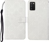 Voor Samsung Galaxy A02s EU-versie Etnische stijl Reliëfpatroon Horizontale flip lederen tas met houder & kaartsleuven & portemonnee & lanyard (wit)