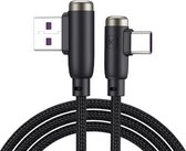 KUULAA KL-X39 3A Type-C / USB-C 90 graden elleboog oplaadgegevenskabel, lengte: 1m (zwart)