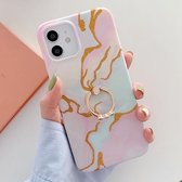 Golden Powder Dream Color Marble Pattern TPU beschermhoes met ringstandaard voor iPhone 11 Pro Max (kleurrijk)