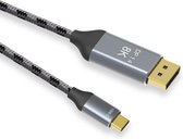 Gevlochten 1 m 8K USB-C / Type-C naar DisplayPort 1.4 adapter verbindingskabel