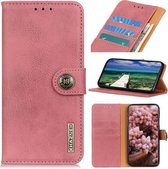 Voor Samsung Galaxy A22 5G (EU-versie) KHAZNEH koeienhuid textuur horizontale flip lederen tas met houder & kaartsleuven & portemonnee (roze)