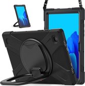 Voor Samsung Galaxy Tab A7 10.4 (2020) T500 / T505 siliconen + pc beschermhoes met houder en schouderriem (zwart + zwart)