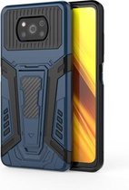 Voor Xiaomi Poco X3 War Chariot Series Armor All-inclusive schokbestendige pc + TPU beschermhoes met onzichtbare houder (blauw)