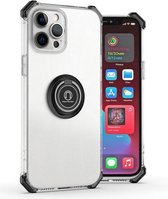 Hyun Shadow Hoogtransparante anti-val TPU beschermhoes met ringbeugel voor iPhone 11 Pro Max (zwart)