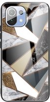 Voor Geschikt voor Xiaomi Mi 11 Abstract Marble Pattern Glass beschermhoes (Rhombus Golden)