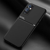 Voor OnePlus 9 Classic Tilt Strip Grain Magnetisch Schokbestendig PC + TPU Case (Zwart)