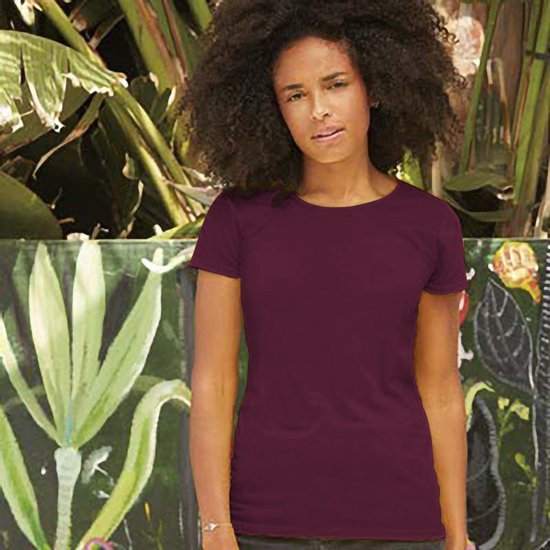 Fruit Of The Loom Dames/ Vrouwen Dames-Fit Original T-Shirt met Korte Mouwen (Bordeaux)