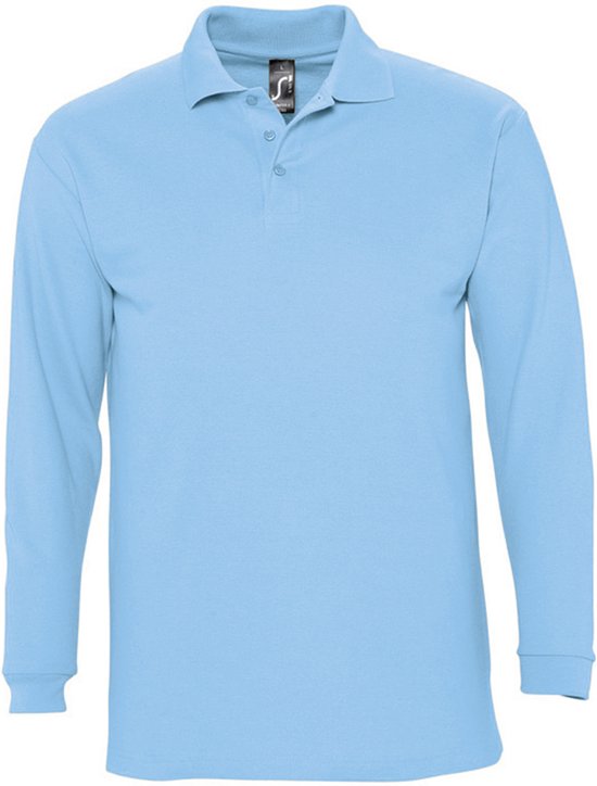 SOLS Heren-Winter II Poloshirt met lange mouwen van Piqué katoen (Sky)