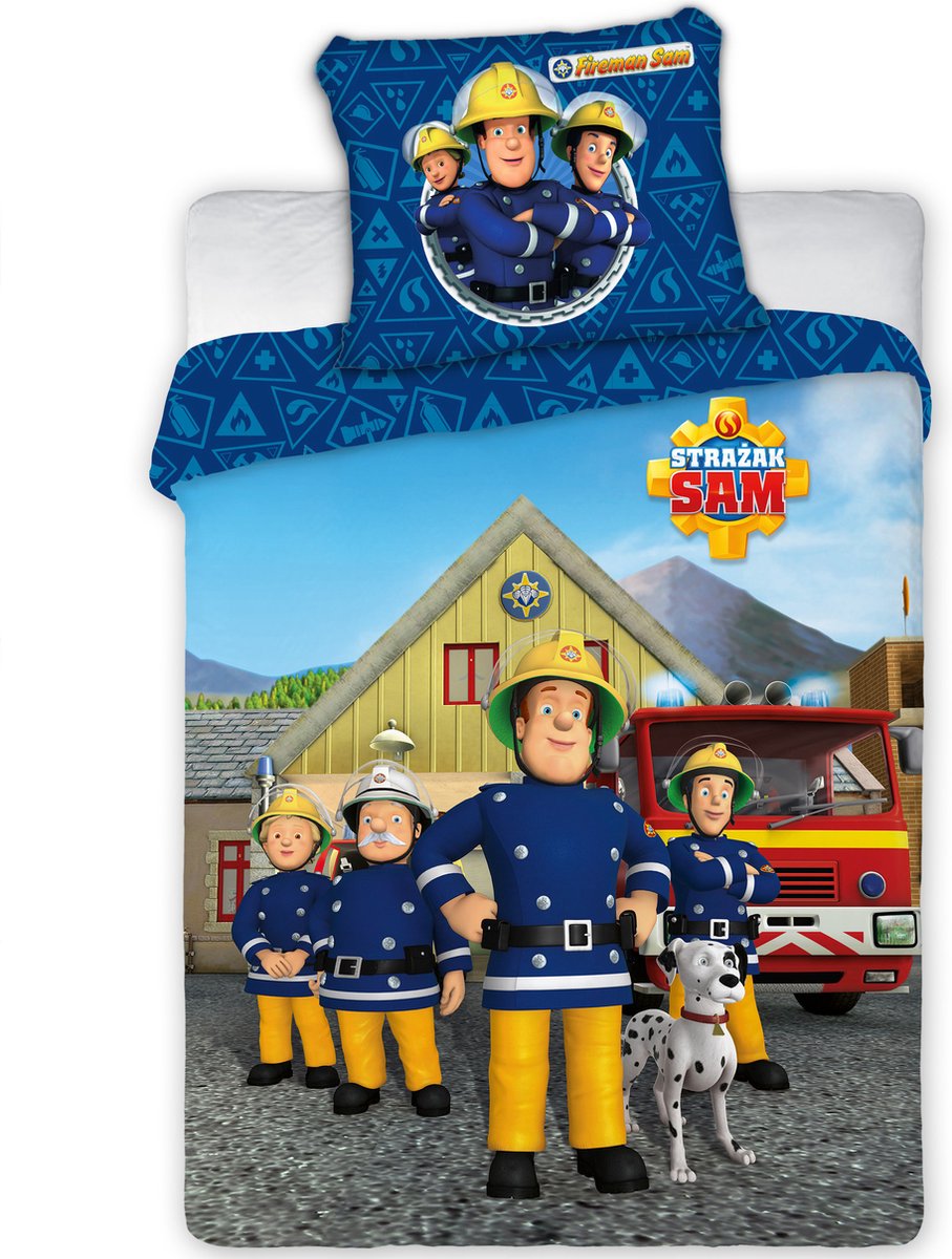 Brandweerman Sam Team BABY dekbedovertrek - 100 x 135 cm - tekst Pools