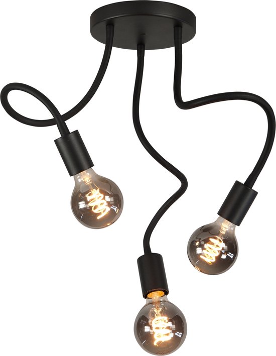 Flex Plafondlamp met 3 flexibele armen zwart max 50cm - Modern - Highlight  | bol.com