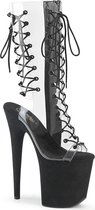 Pleaser Plateau Laarzen -37 Shoes- FLAMINGO-800-60FS Paaldans schoenen Transparant/Zwart