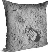 Astronaut footprint (voetafdruk op maanoppervlak) - Foto op Sierkussen - 40 x 40 cm