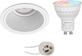 Mi-Light MiBoxer - LED Spot Set GU10 - Smart LED - Wifi LED - Slimme LED - 4W - RGB+CCT - Aanpasbare Kleur - Dimbaar - Luxino Minko Pro - Inbouw Rond - Mat Wit - Verdiept - Ø90mm