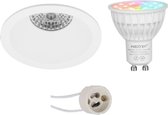 Mi-Light MiBoxer - LED Spot Set GU10 - Smart LED - Wifi LED - Slimme LED - 4W - RGB+CCT - Aanpasbare Kleur - Dimbaar - Pragmi Pollon Pro - Inbouw Rond - Mat Wit - Verdiept - Ø82mm - BES LED