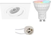 Mi-Light MiBoxer - LED Spot Set GU10 - Smart LED - Wifi LED - Slimme LED - 4W - RGB+CCT - Aanpasbare Kleur - Dimbaar - Primux Borny Pro - Inbouw Vierkant - Mat Wit - Kantelbaar - 92mm