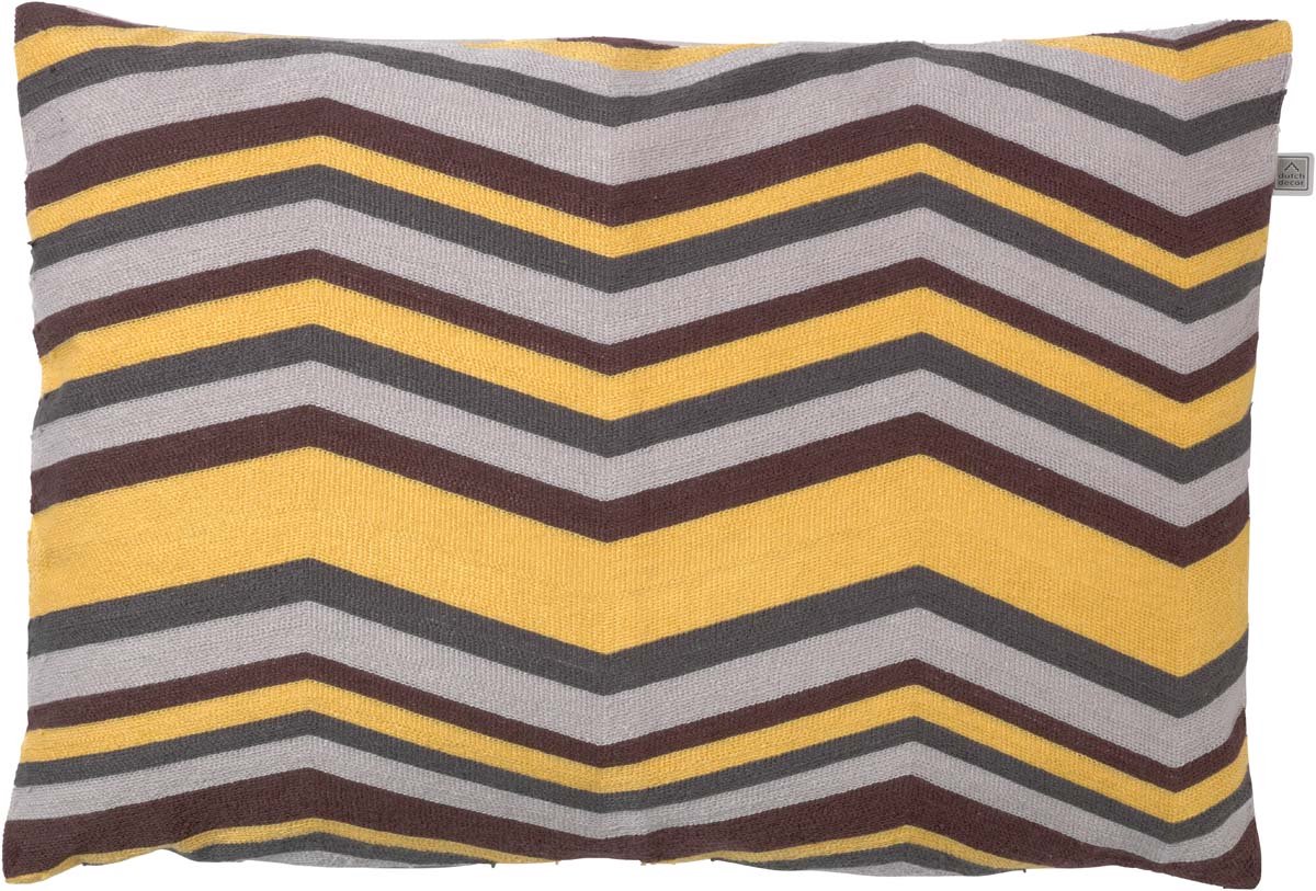 Dutch Decor FIEN - Sierkussen 40x60 cm - zand - geel - bruin - grijs - retro - streepjes - Inclusief binnenkussen Multicolor