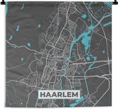 Wandkleed - Wanddoek - Plattegrond - Haarlem - Grijs - Blauw - 180x180 cm - Wandtapijt - Stadskaart
