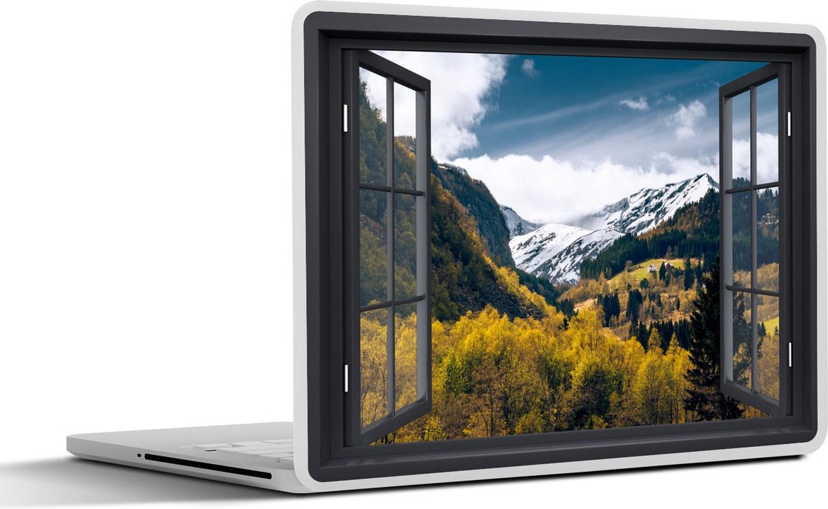 Laptop sticker - 13.3 inch - Doorkijk - Natuur - Sneeuw - 31x22,5cm - Laptopstickers - Laptop skin - Cover
