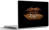 Laptop sticker - 15.6 inch - Lippen - Tijgerprint - Zwart - 36x27,5cm - Laptopstickers - Laptop skin - Cover