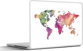 Laptop sticker - 13.3 inch - Wereldkaart - Waterverf - Regenboog - 31x22,5cm - Laptopstickers - Laptop skin - Cover