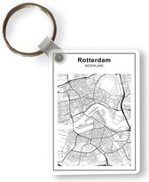 Sleutelhanger - Stadskaart - Zwart Wit - Rotterdam - Uitdeelcadeautjes - Plastic