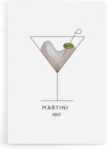 Walljar - Martini Cocktail - Muurdecoratie - Poster