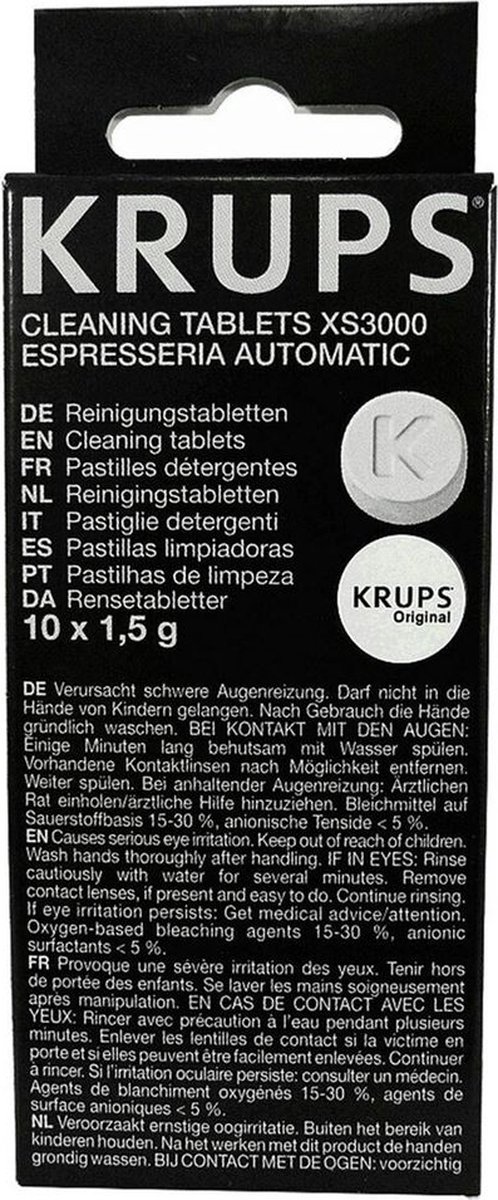 Krups Comprimés de nettoyage XS3000 Machine à café, 10 pièc