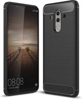 Voor Huawei Mate 10 Pro geborsteld textuur koolstofvezel schokbestendig TPU robuust pantser beschermhoes (zwart)
