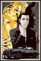 JUNIQE - Poster in kunststof lijst Goldfinger -30x45 /Geel & Grijs