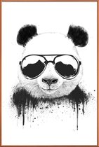 JUNIQE - Poster met kunststof lijst Blijf Cool Panda -13x18 /Wit &