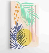 Summer tropical wall arts vector. Palm leaves, coconut leaf, monstera leaf, line arts 1 - Moderne schilderijen – Vertical – 1922500778 - 80*60 Vertical
