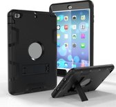 Voor iPad Mini 3/2/1 schokbestendige pc + siliconen beschermhoes, met houder (zwart)