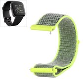 Voor Fitbit Versa / Versa 2 nylon horlogeband met klittenband (geel zwart)