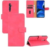 Voor OPPO Reno2 Z / F Effen Kleur Huidgevoel Magnetische Gesp Horizontale Flip Kalf Textuur PU Lederen Case met Houder & Kaartsleuven & Portemonnee (Rose Rood)