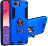 Voor OPPO A3s & A5 & Realme C1 2 in 1 Armor Series PC + TPU beschermhoes met ringhouder (donkerblauw)