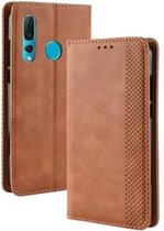 Magnetische gesp Retro textuur horizontale lederen flip case voor Huawei nova 4, met houder & kaartsleuven & portemonnee (bruin)