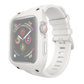 Voor Apple Watch 5 & 4 40 mm scheidbaar pantser schokbestendig siliconen hoesje + band horlogeband (wit)