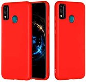 Voor Huawei Honor 9X Lite Pure Color Vloeibare siliconen schokbestendige hoes met volledige dekking (rood)