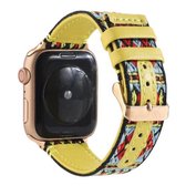 Etnische lederen horlogeband voor Apple Watch Series 6 & SE & 5 & 4 40 mm / 3 & 2 & 1 38 mm (geel)