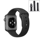 Voor Apple Watch Series 6 & SE & 5 & 4 44 mm / 3 & 2 & 1 42 mm Hoogwaardige gewone en langere rubberen sporthorlogeband met pin-and-puck-sluiting (zwart)