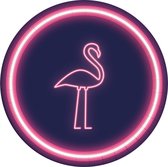 Procos Feestborden Neon Flamingo 23 Cm Navy/roze 8 Stuks