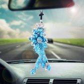 Mooie auto ornamenten kunststof bloem kristal stijl hangende decoratie (blauw)