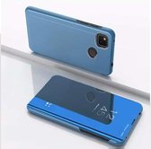 Voor Xiaomi Redmi 9C vergulde spiegel horizontale flip lederen tas met houder (blauw)