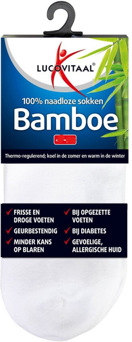 Lucovitaal Bamboe - Enkelsok - Wit - Maat 35-38 - 1 paar