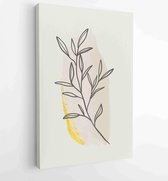 Botanical wall art vector set. Golden foliage line art drawing with watercolor 1 - Moderne schilderijen – Vertical – 1931500550 - 50*40 Vertical